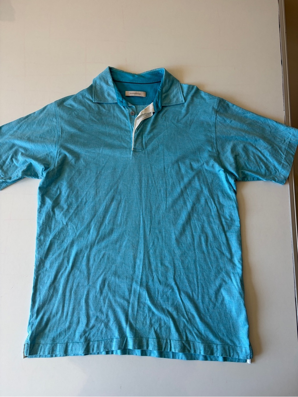Ermenegildo Zegna blue casual golf shirt sleeve polo men’s size large cotton